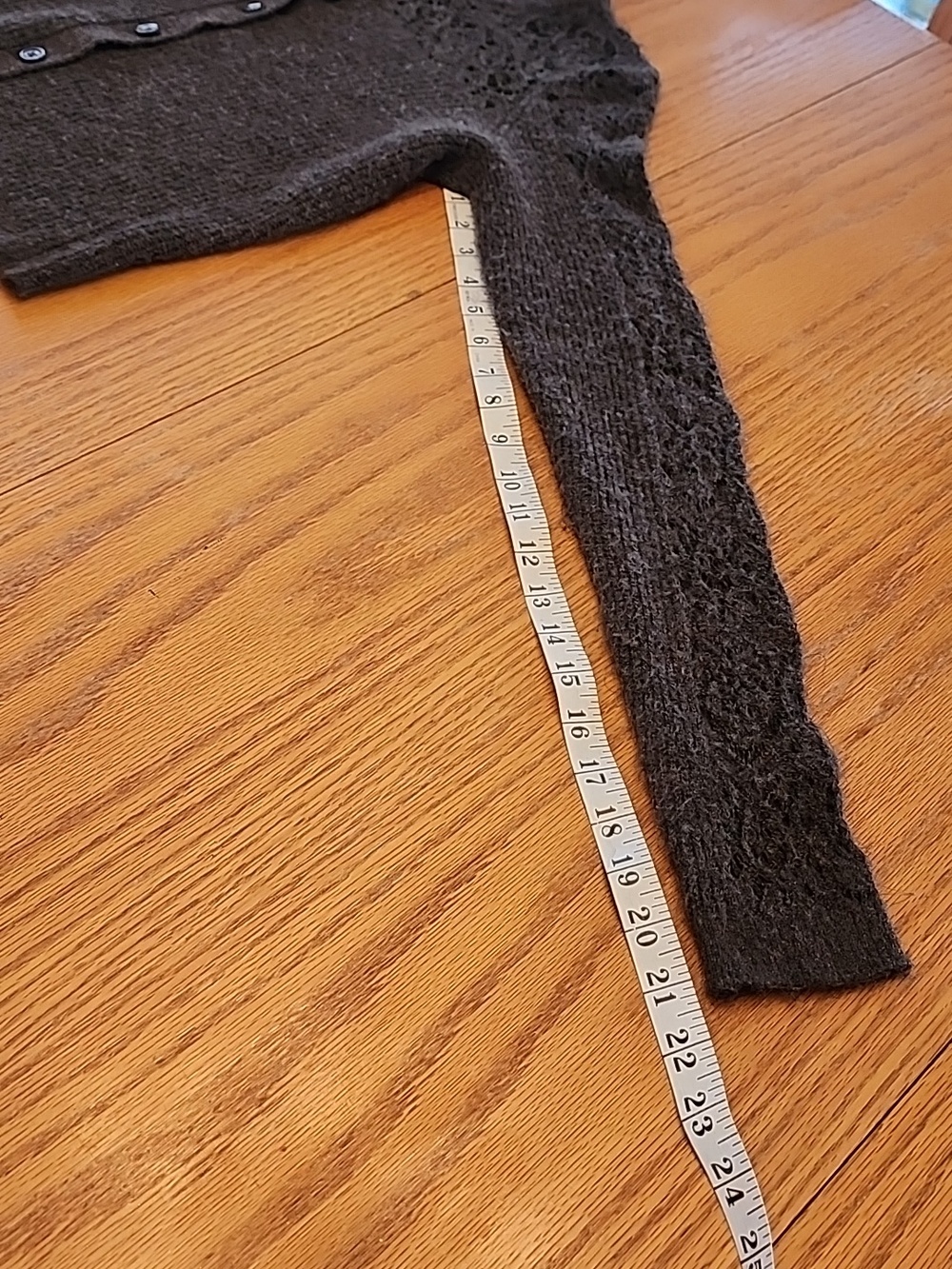 American Eagle Outfitters Brown Lace-Yoke Button-Up Cardigan - Picture 9 of 12